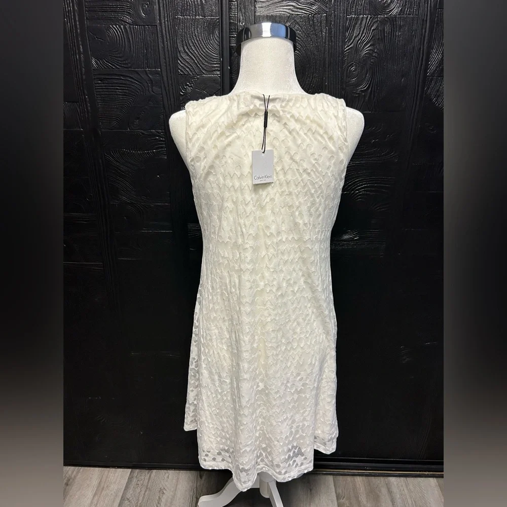Calvin Klein NWT Burnout White Shift‎ Dress Size PL Beach Resort Vacation Summer - Picture 8 of 13